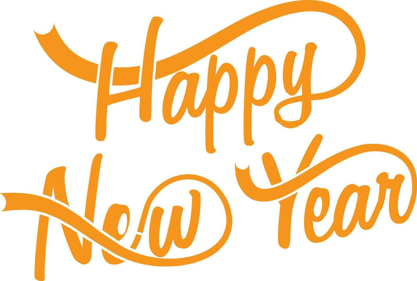 Happy new year text in yellow colour. vector