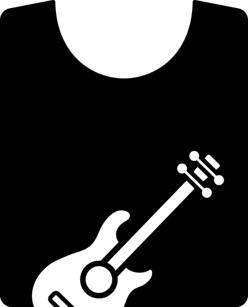 Guitar on shirt or t-shirt icon in Black and White color. vector