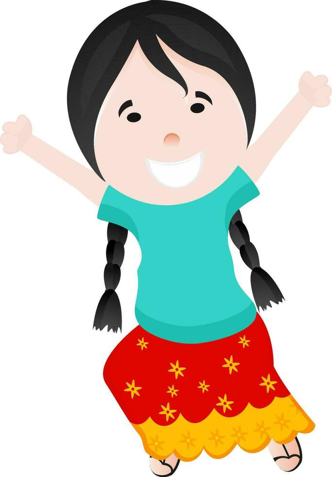 personaje de pequeño bailando muchacha. vector