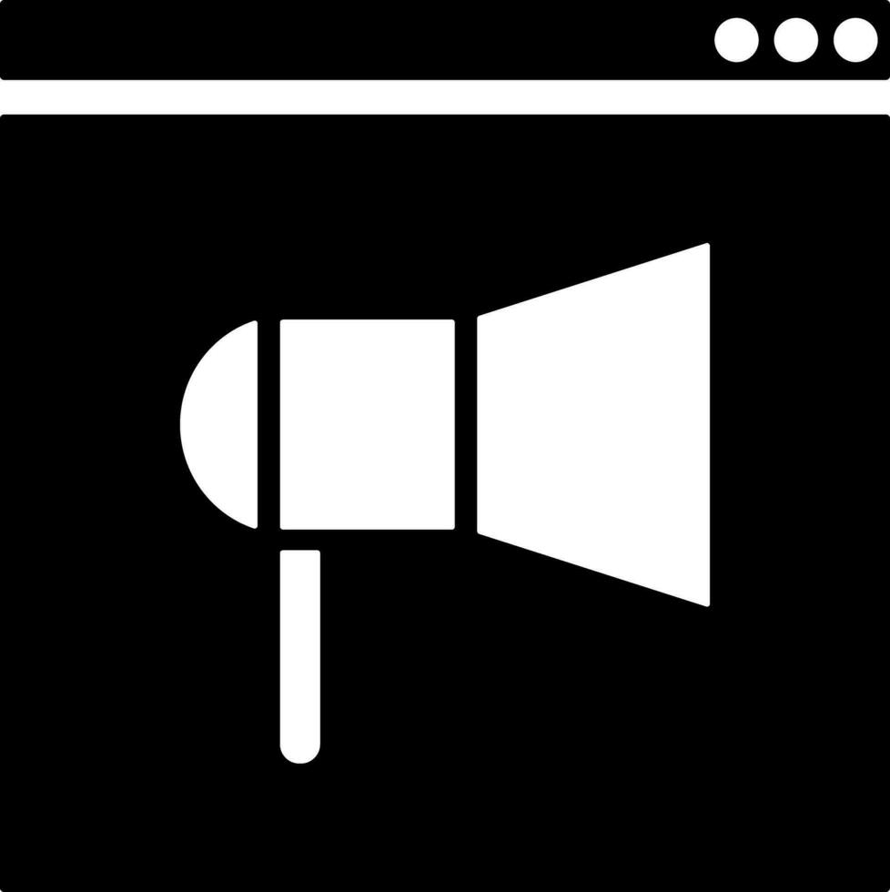 Megaphone on Web Page icon for Digital Viral Marketing Concept. vector