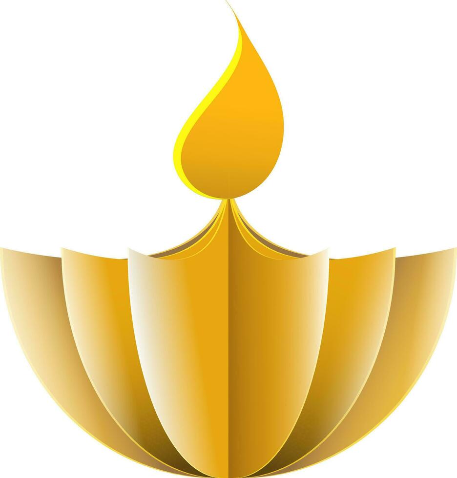 Creative oil lamp Diya made by golden origami paper. vector