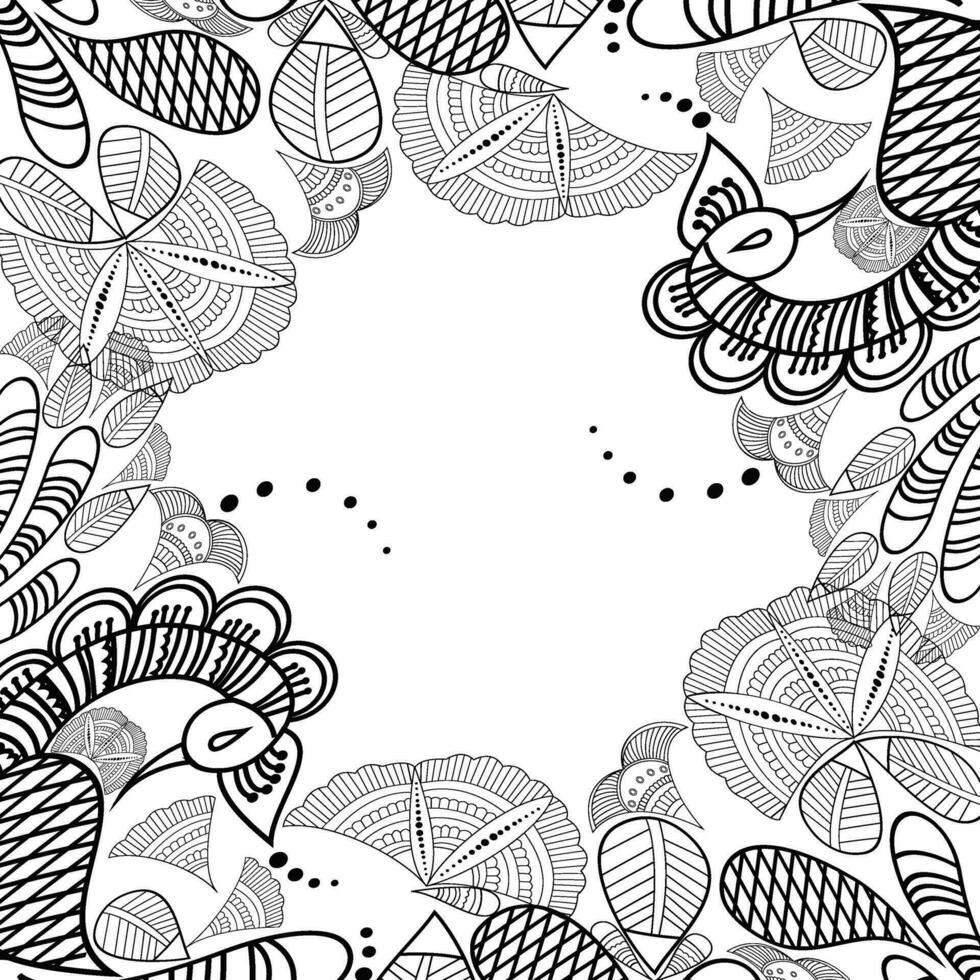 Line art floral design patten. vector