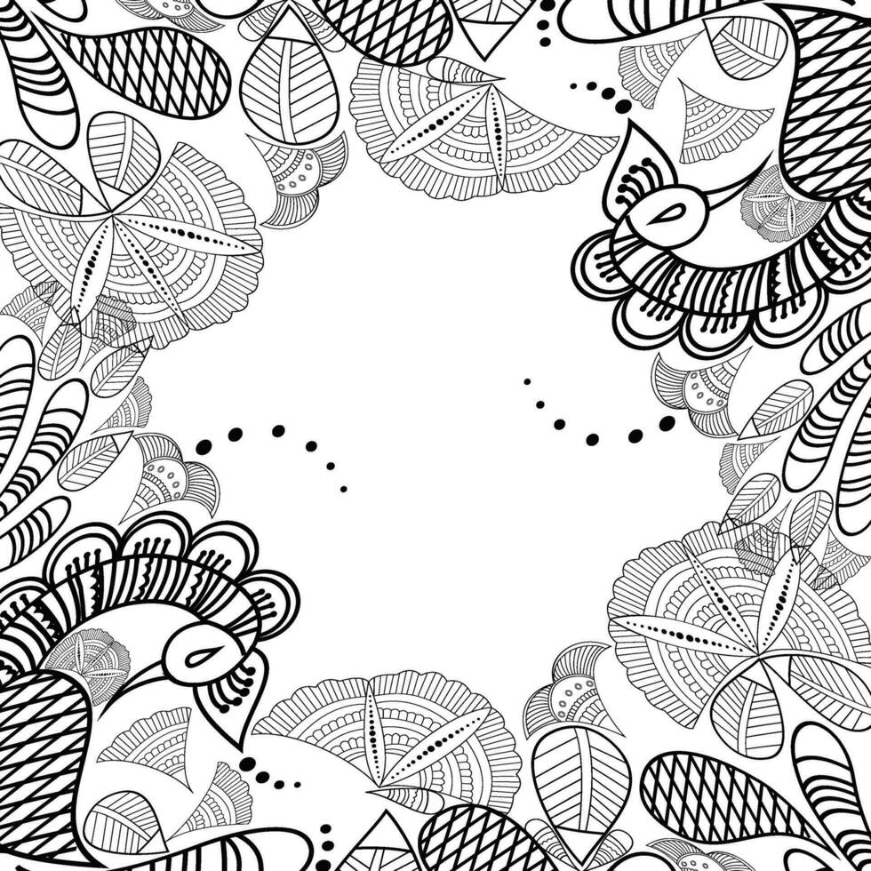 Line art floral design patten. vector