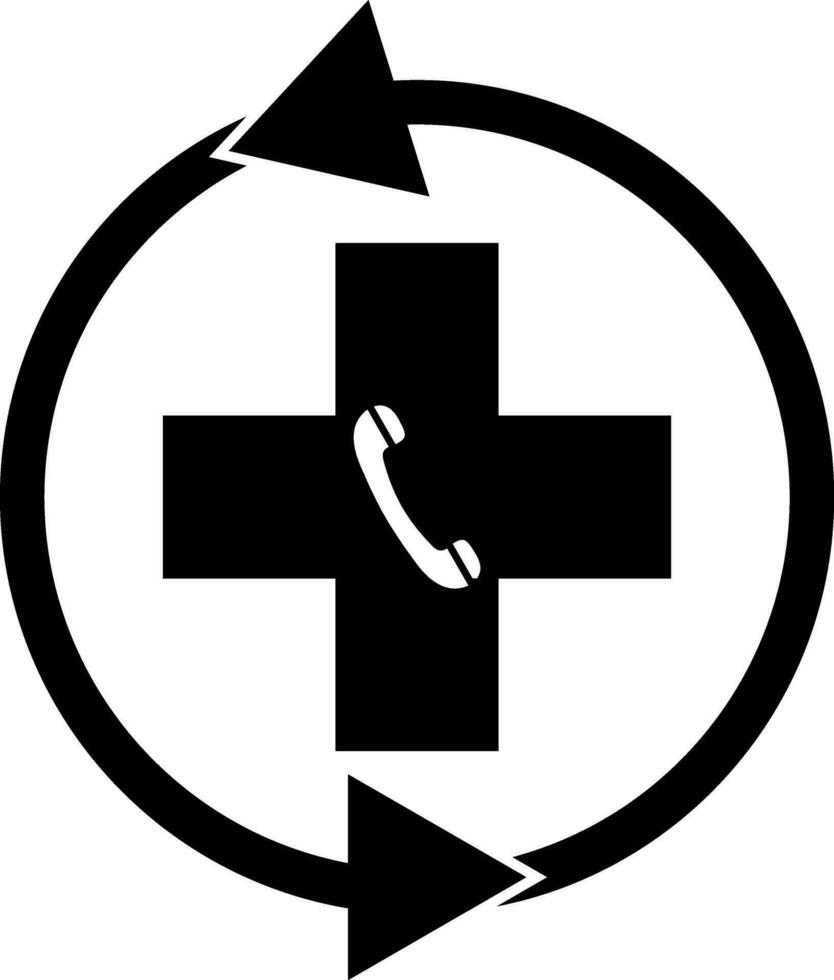 24 hours medical helpline icon or symbol. vector