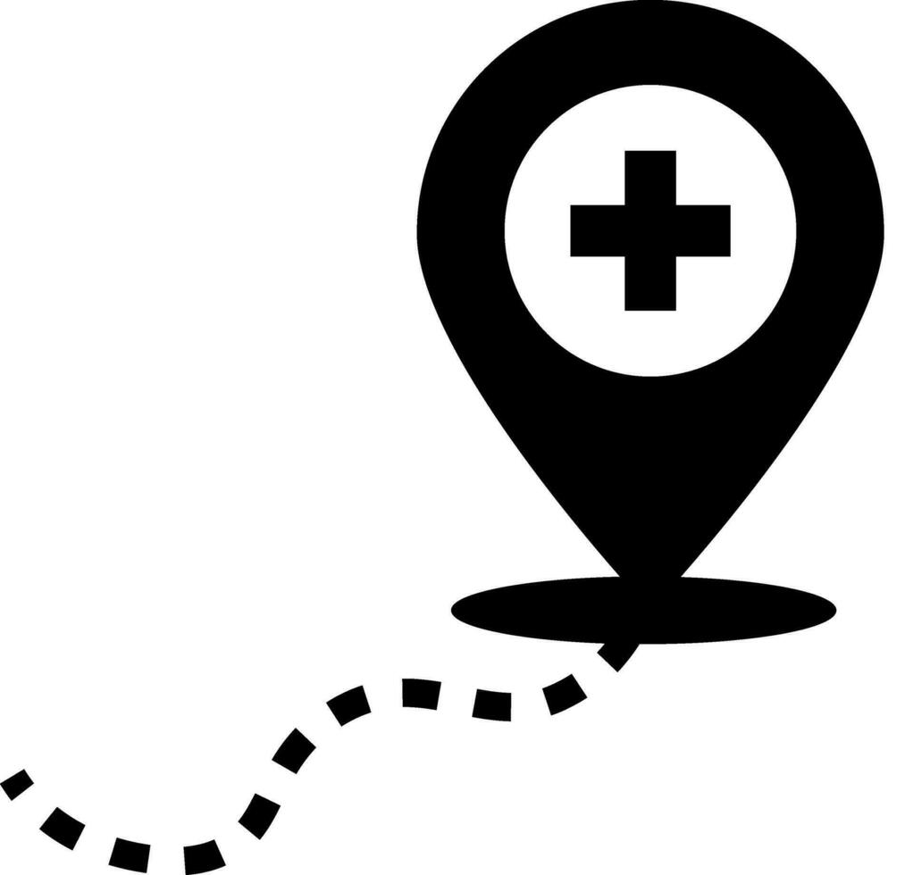 Hospital location glyph icon or symbol. vector