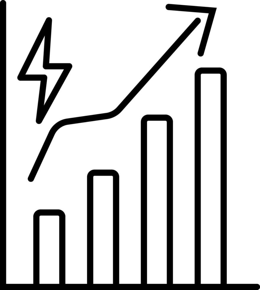 High current or voltage graph icon in line art. vector