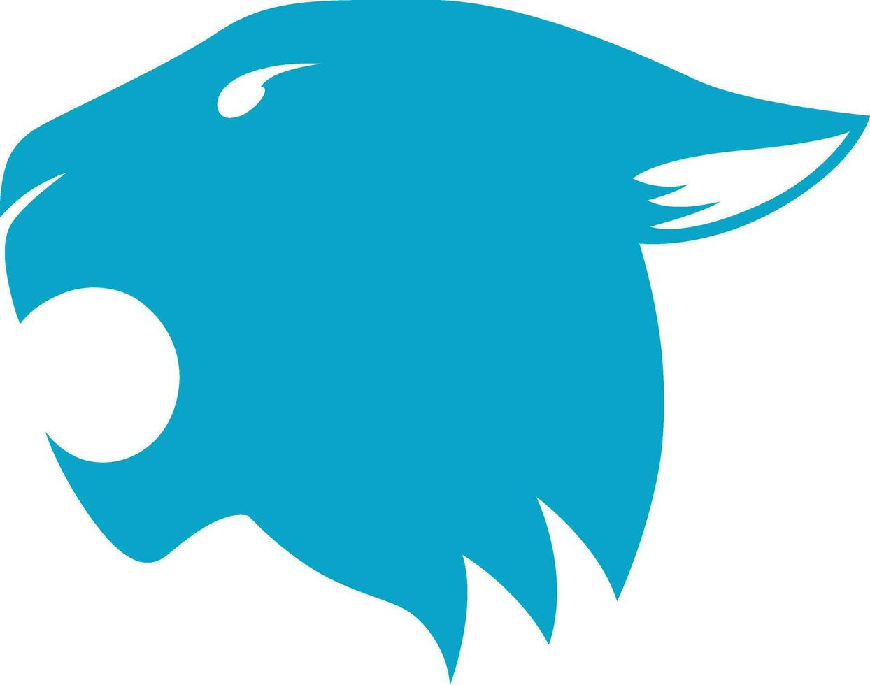 silueta de león cabeza icono en azul color. vector