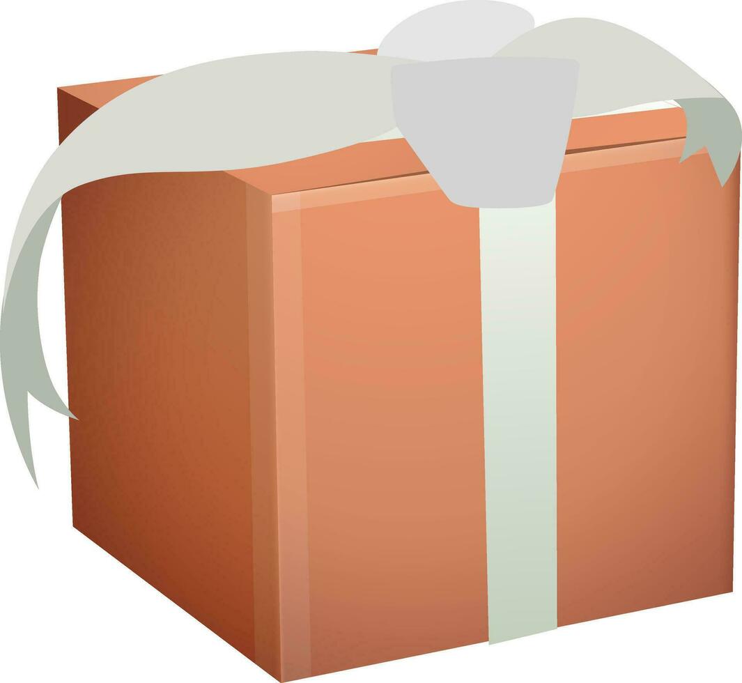 3D style gift box icon with ribbon bow. vector