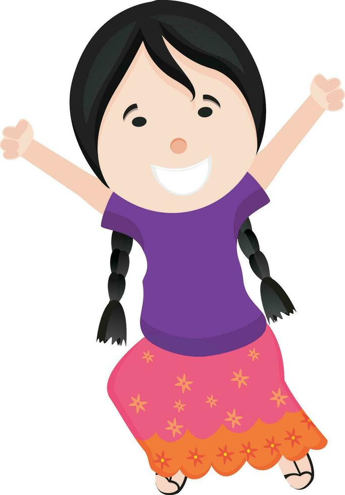 Cartoon character of a funny little girl. vector