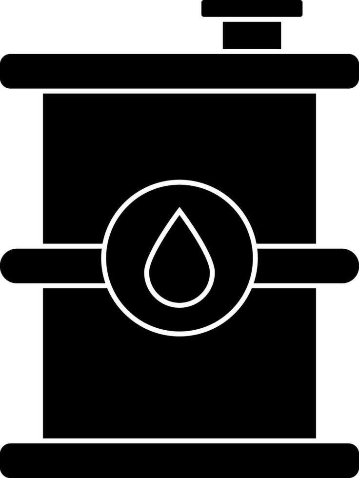 negro y blanco petróleo barril icono o símbolo. vector