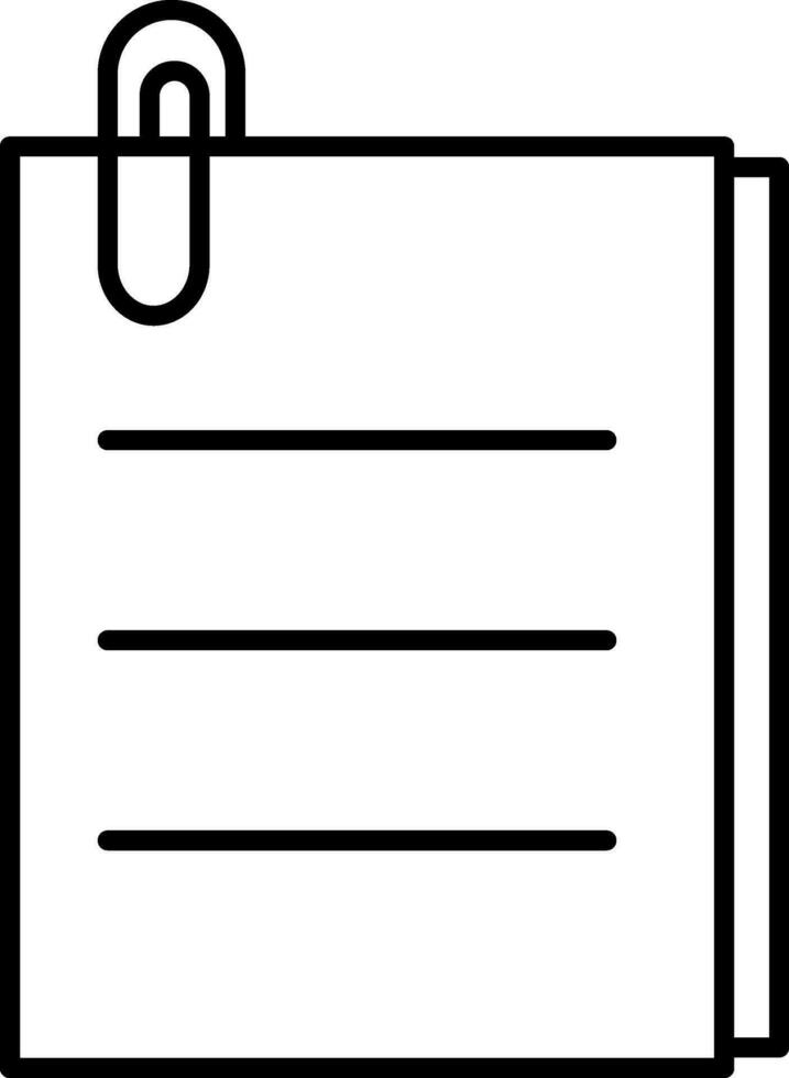 File Or Paper Attachment icon in black line art. vector
