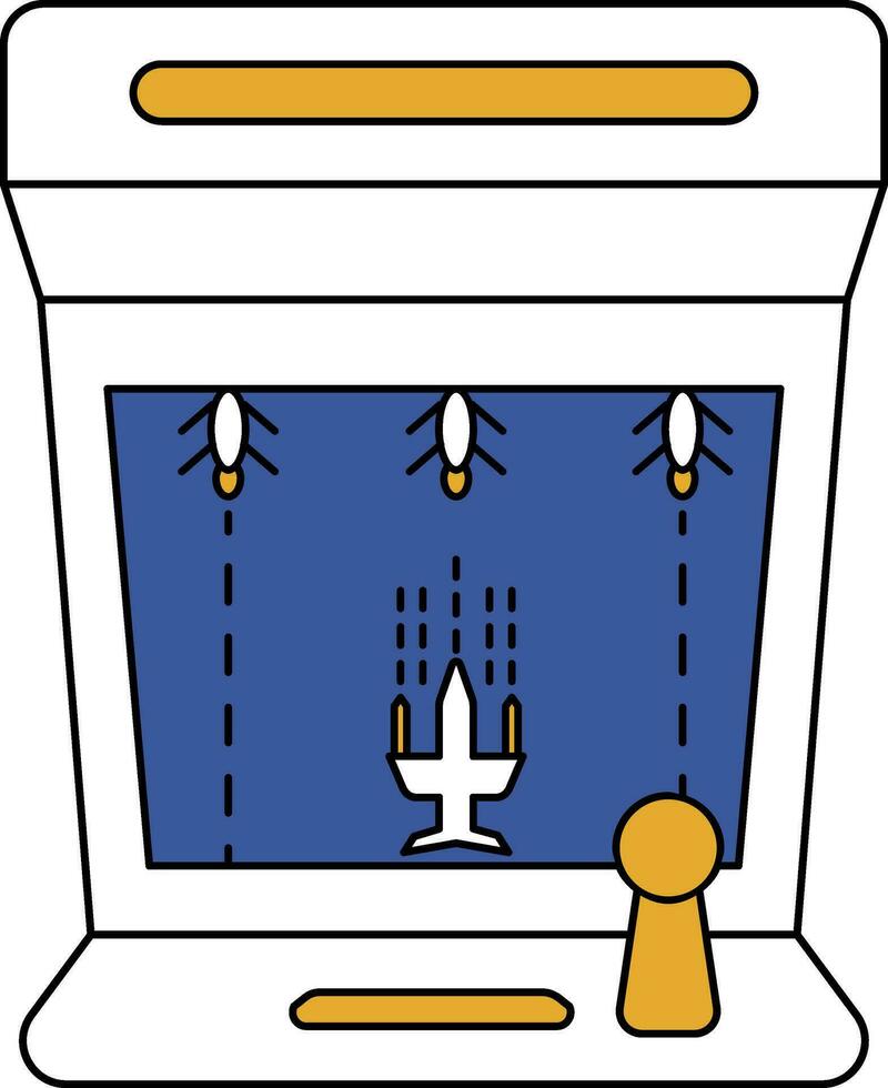 Vector illustration of Rocket flying in arcade game machine.