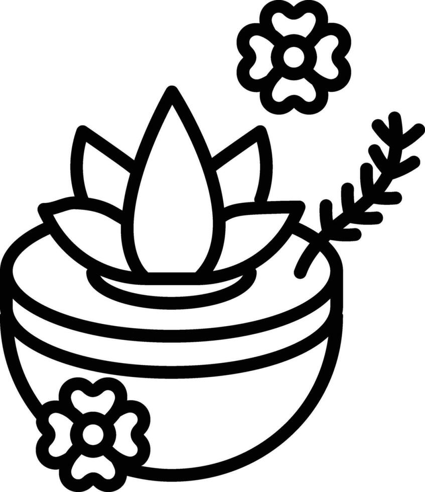 Cosmetology Bowl Icon In Black Line Art. vector