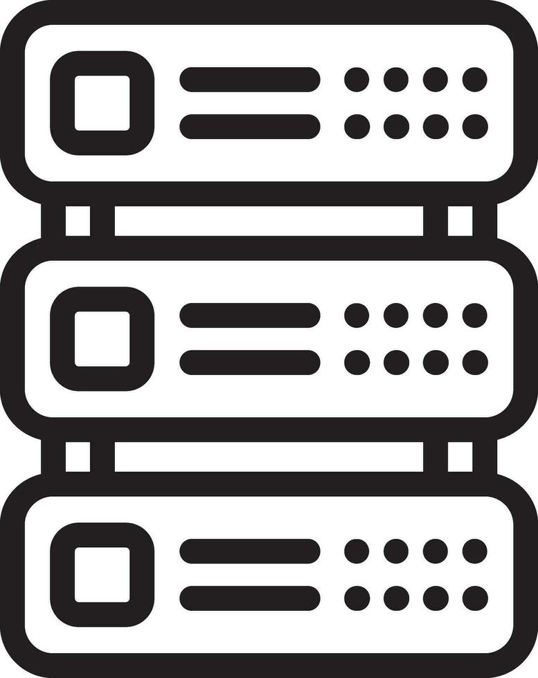 Flat style server icon in thin line art. vector