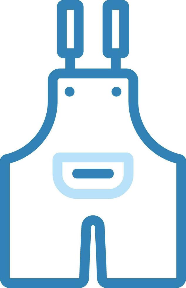 Overall Or Dungaree Icon In Blue Line Art. vector