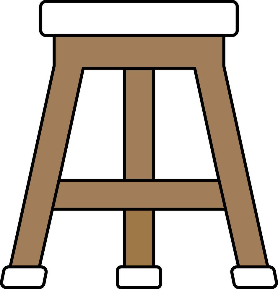 Tres patas taburete icono en marrón color. vector