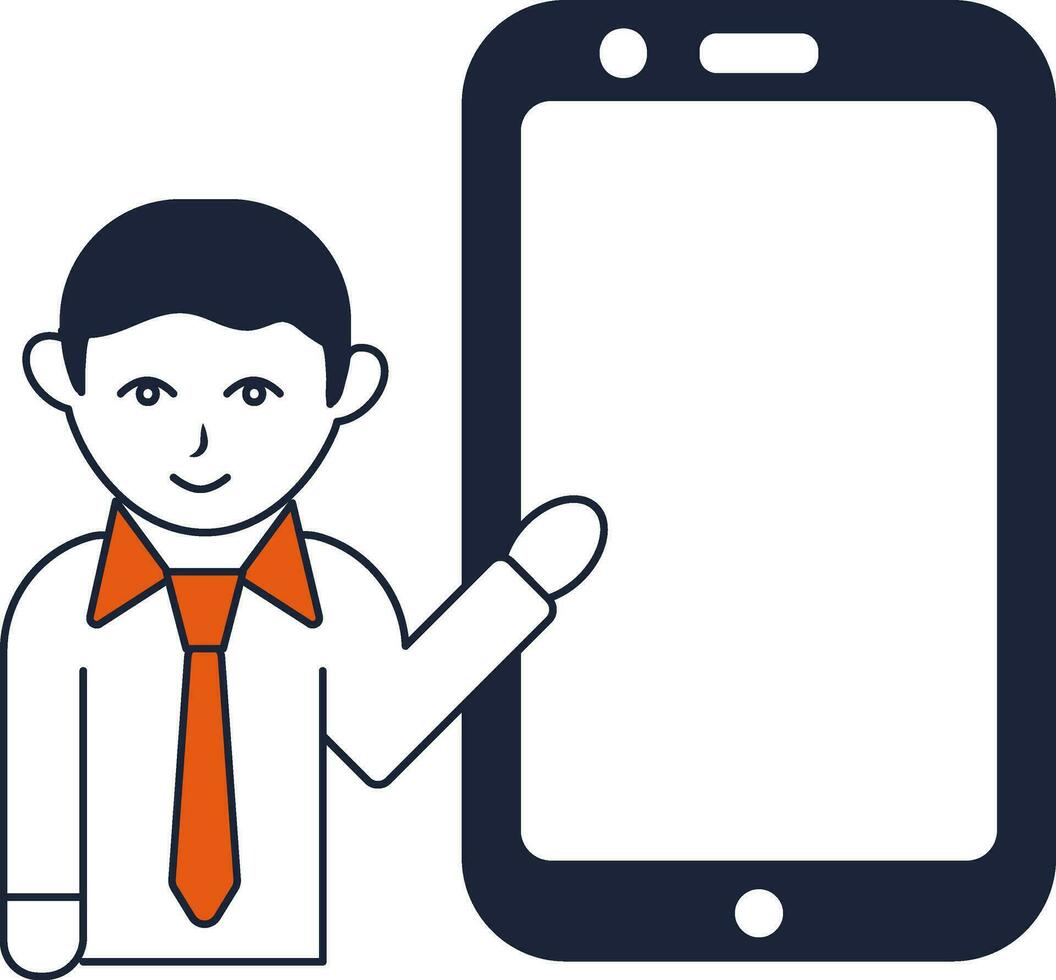 Businessman Showing Smartphone icon in flat style. vector