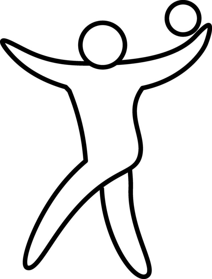 Man Throwing Ball Icon In Black Line Art. vector