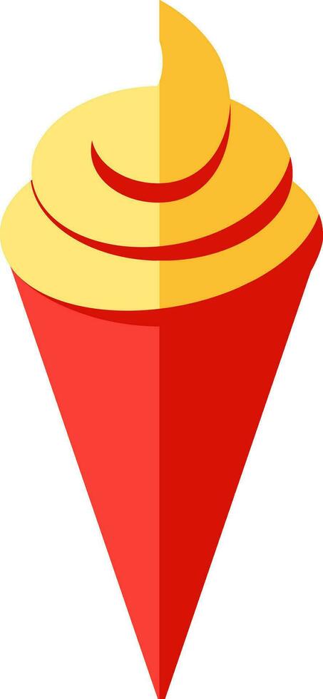 Ice cream cone icon in red and yellow color. vector