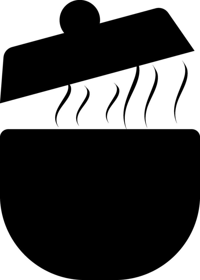 Open black casserole pan in flat style. vector