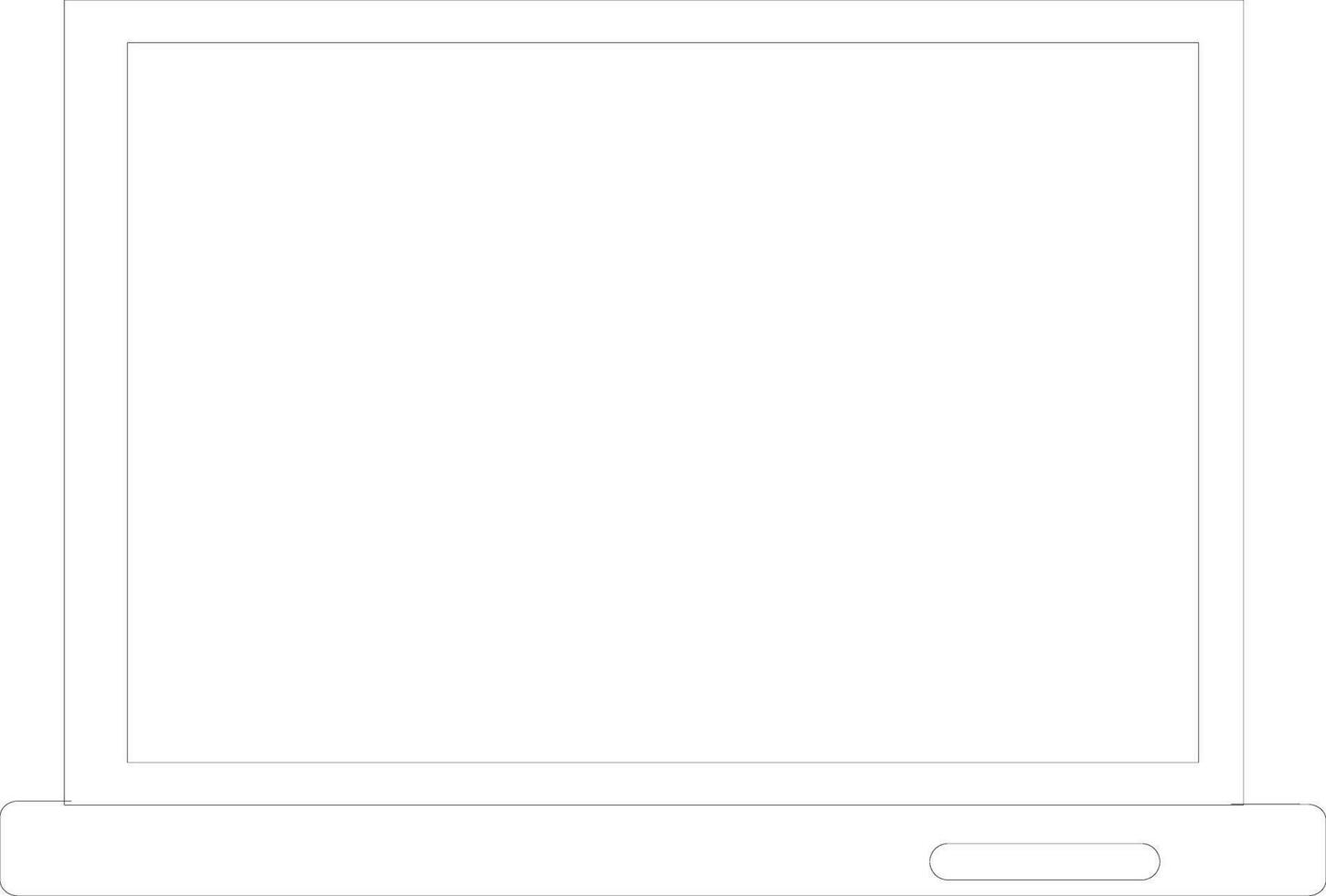Black line art blank laptop screen. vector