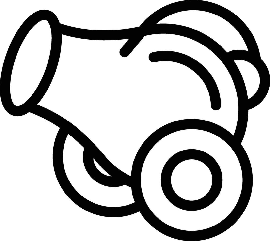 Isolated Cannon Icon in Thin Line Art. vector