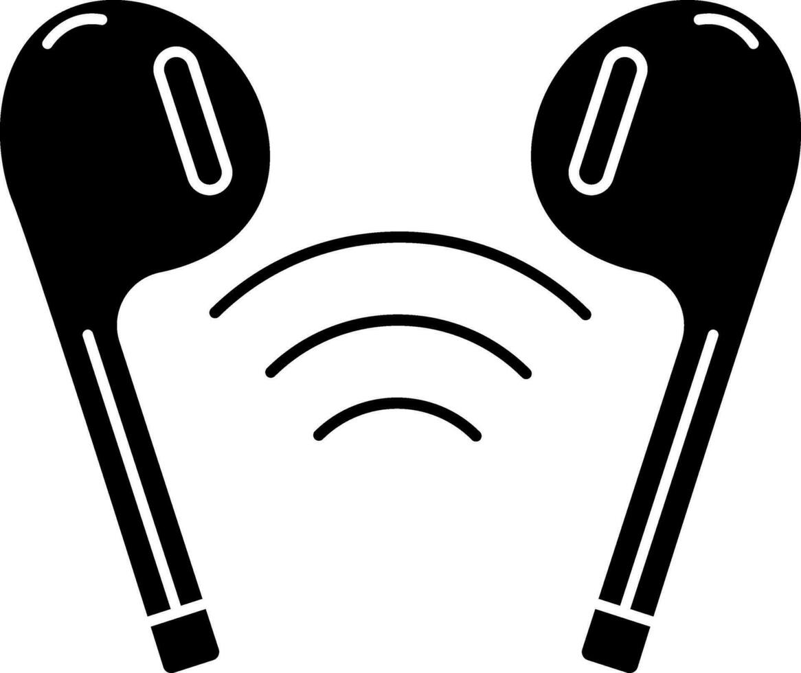 Wireless Earphone Icon In Flat Style. vector