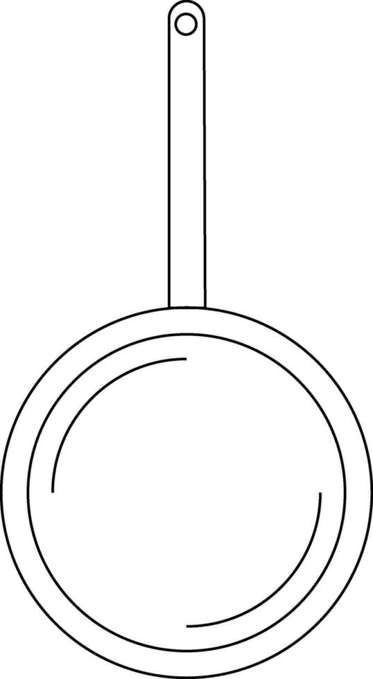 Black line art illustration of a pan. vector