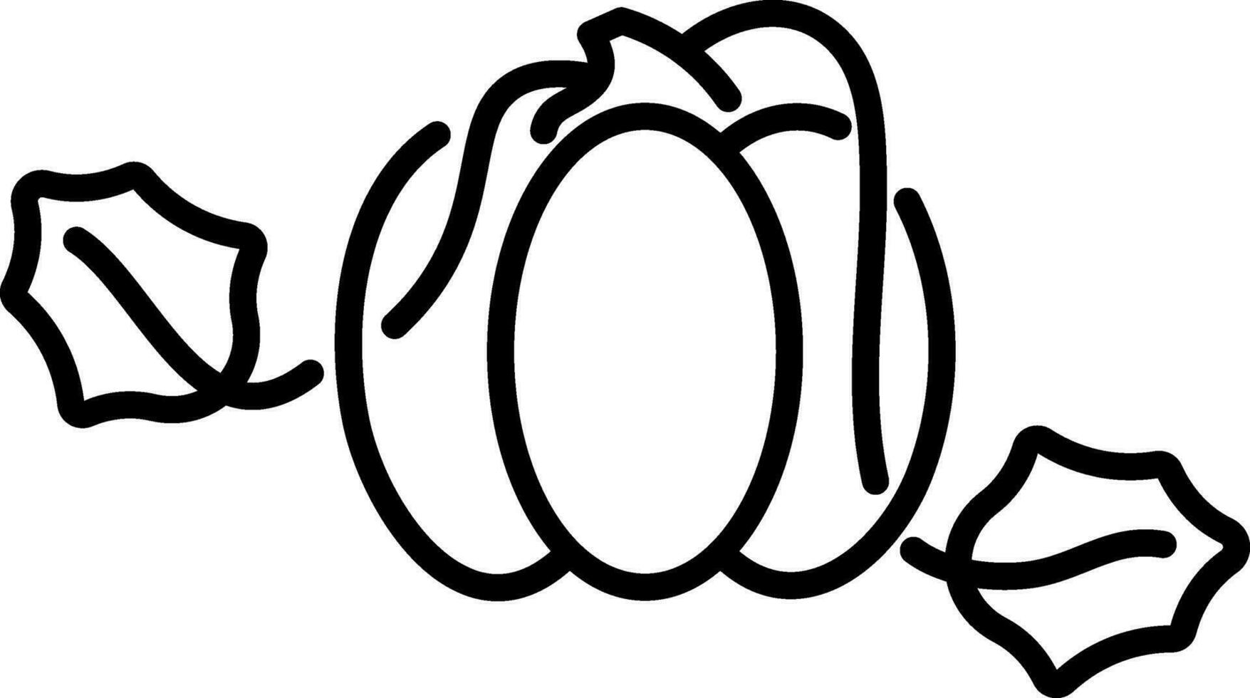 Pumpkin with Leaf Icon in Line Art. vector