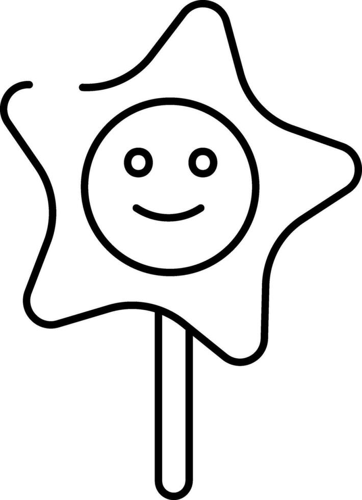 Smiley face star lollipop icon in thin line art. vector