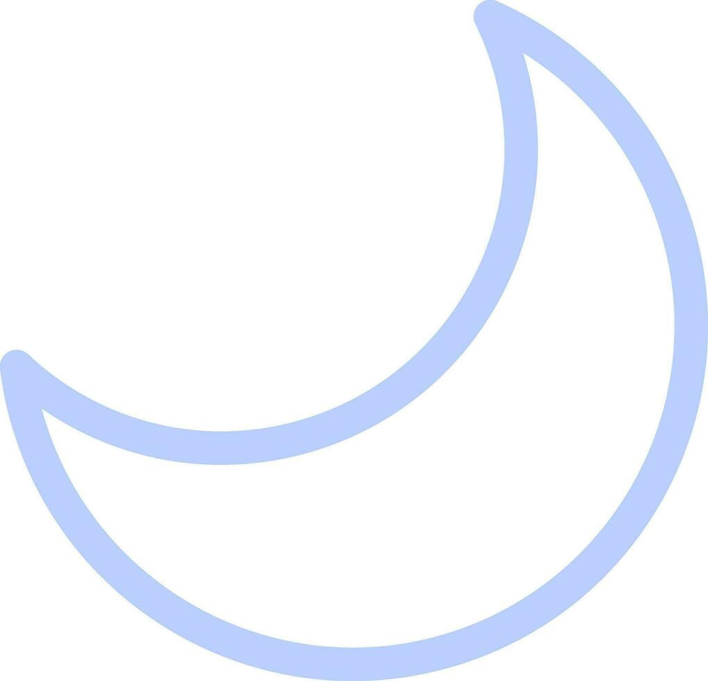 Vector Illustration of Crescent Moon In Blue Line Art.