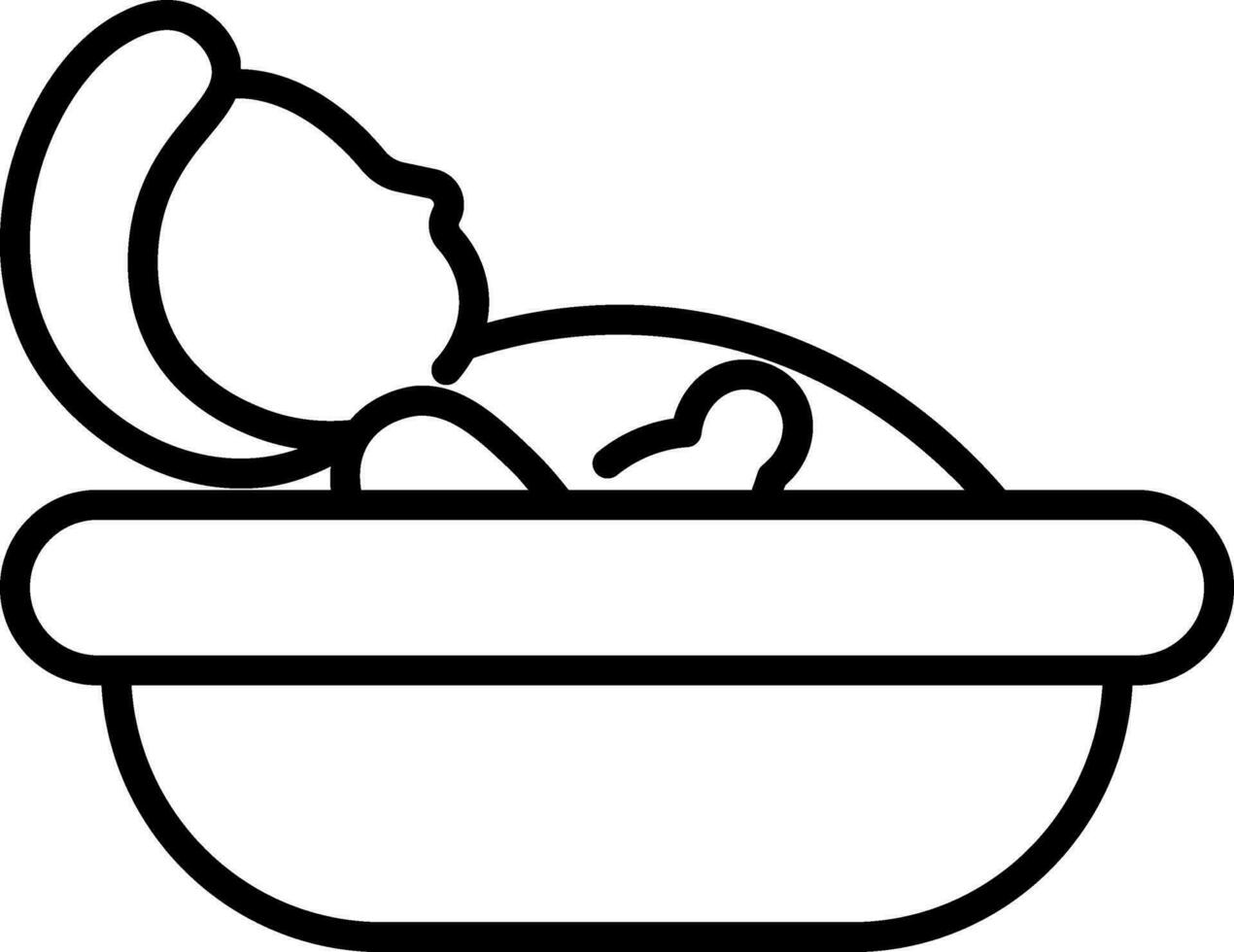 Baby Bathing Tub Icon in Thin Line Art. vector