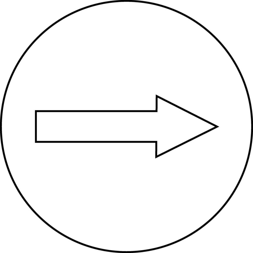Right arrow sign in circle made by black line art illustration. vector