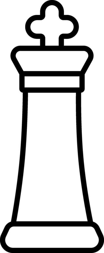 Chess King Icon In Black Line Art. vector