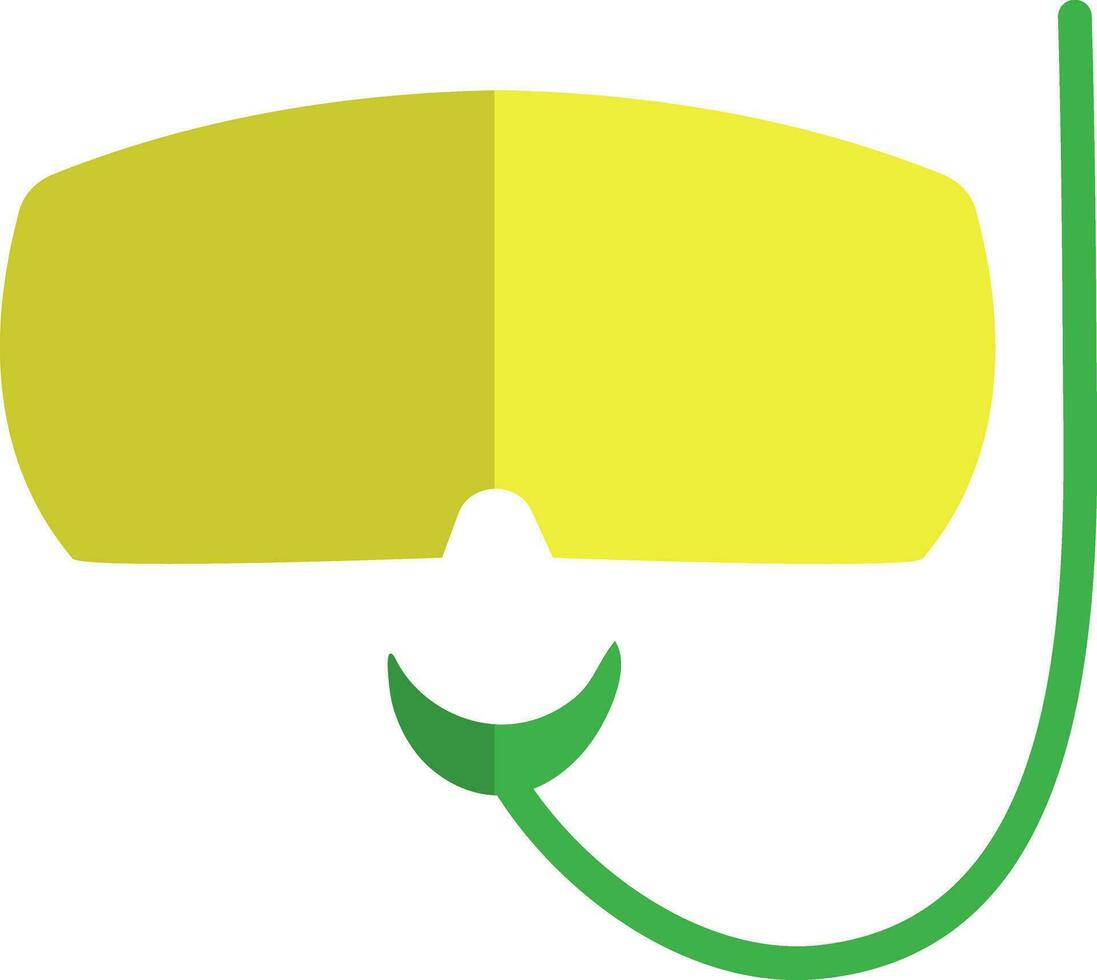 Diving mask in yellow and green color. vector