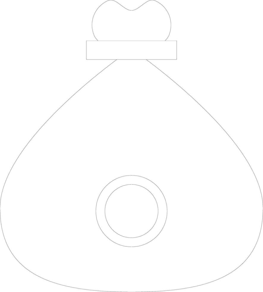 Black line art money bag. vector
