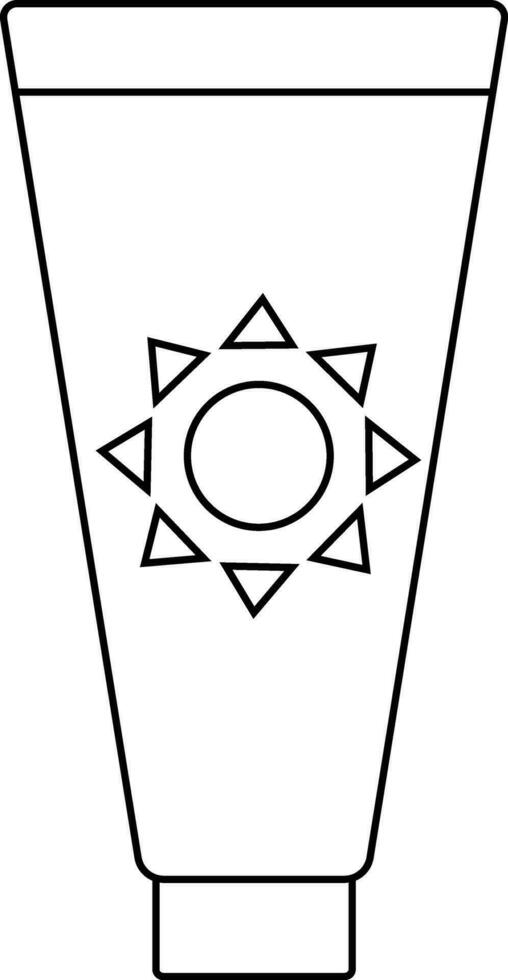 Illustration of sunblock cream in black line art. vector