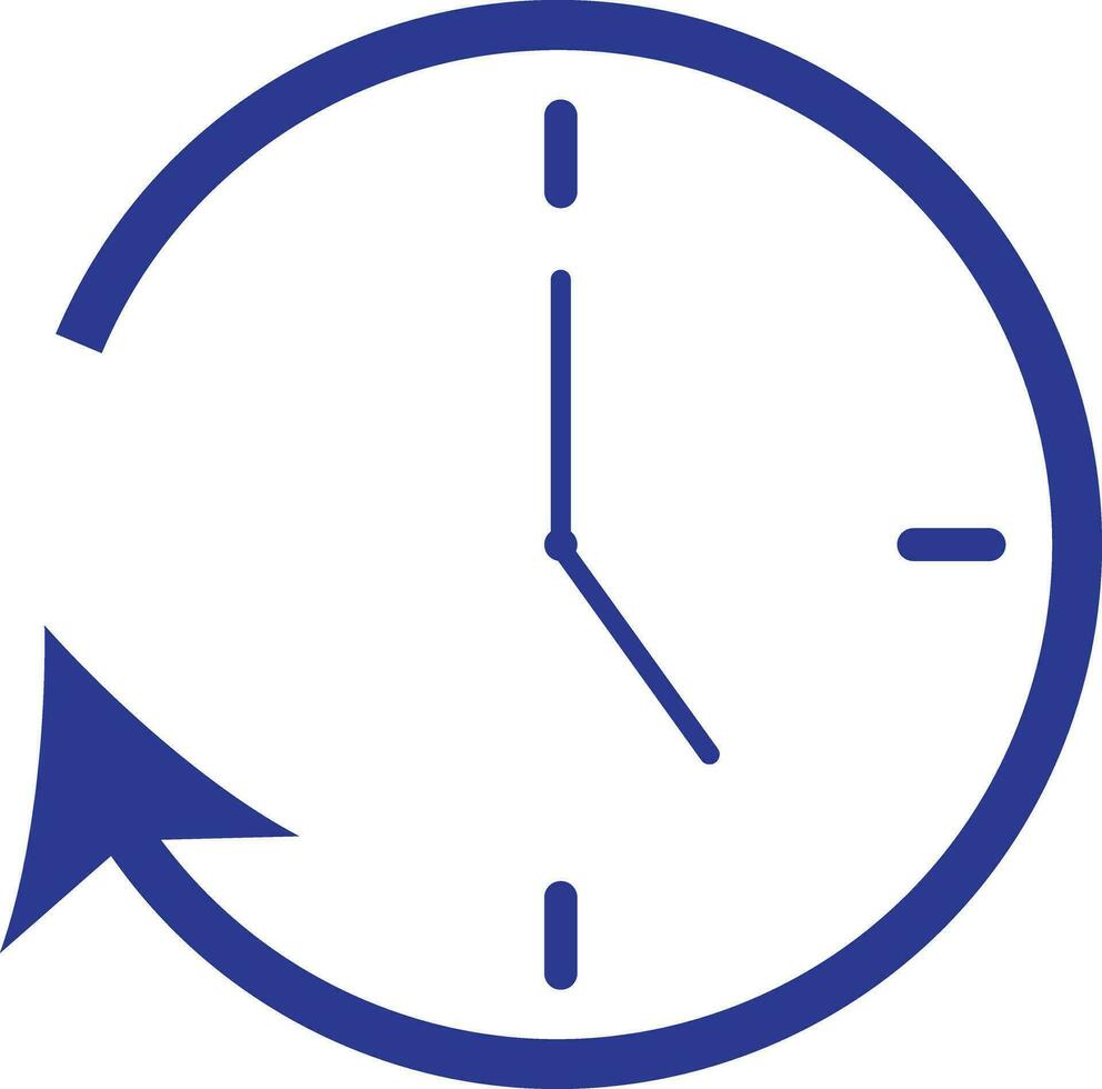 Blue clock sign or symbol in flat style. vector