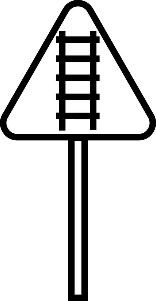 Railroad sign board in triangle. vector