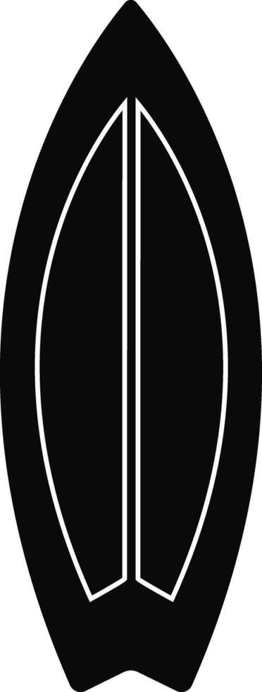black and white surfboard in flat style. vector