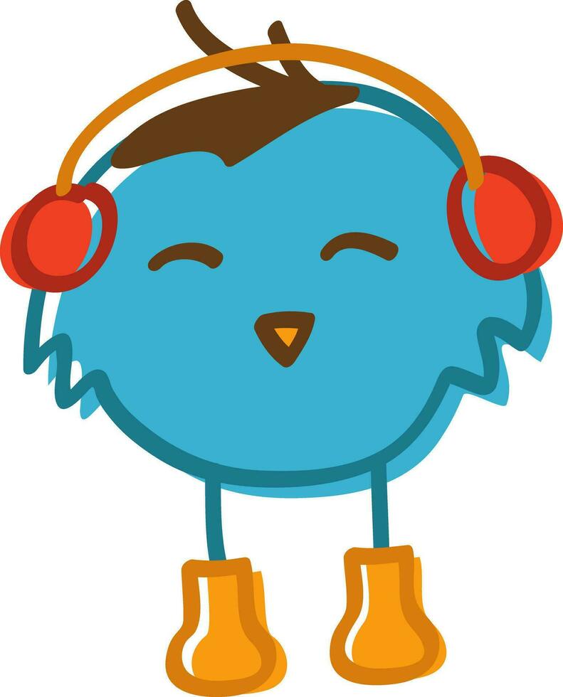 Cute cartoon owl girl with headphones. vector