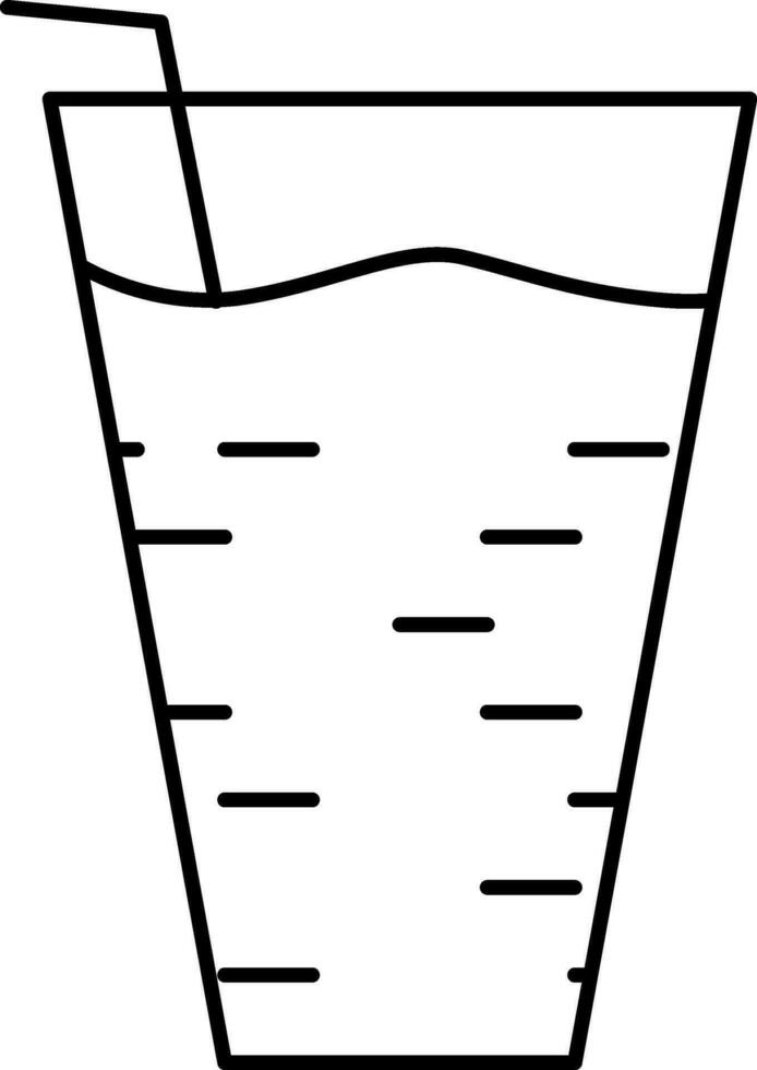 Straw In Drink Glass Black Outline Icon Or Symbol. vector