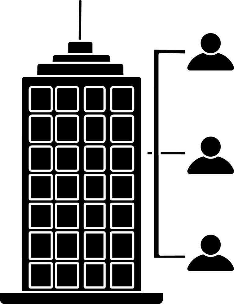 glifo estilo de empleados icono en edificio para trabajo concepto. vector