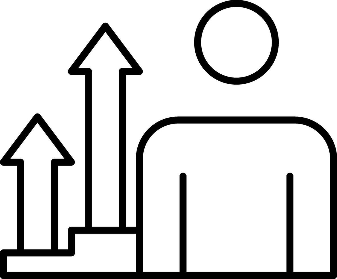 Growing Man Flat Icon In Line Art. vector