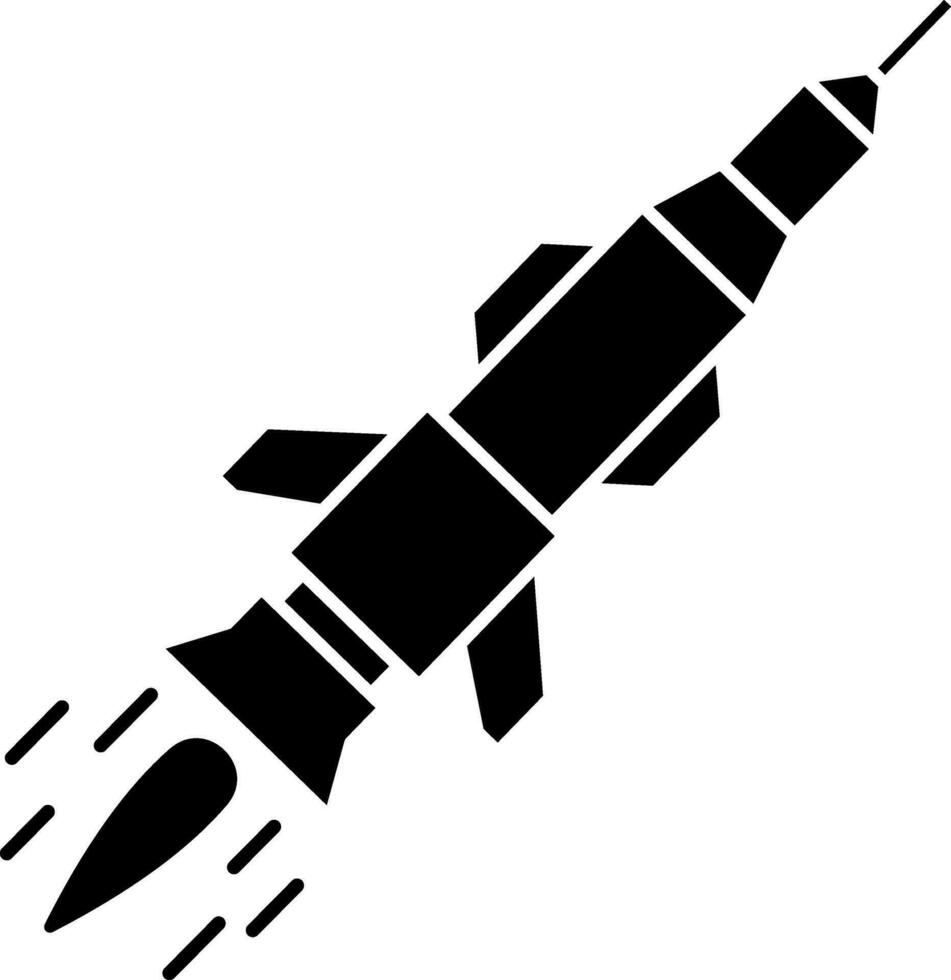 Illustration of Missile Icon in Black And White Color Flat Style. vector