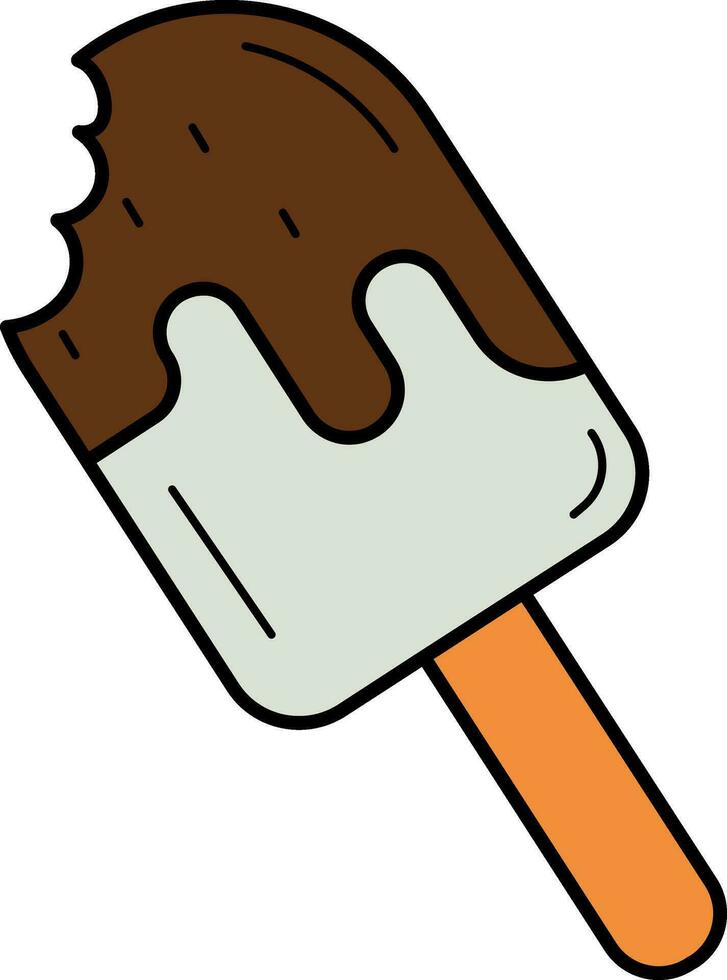 Bite Ice Cream Stick Colorful Icon In Flat Style. vector