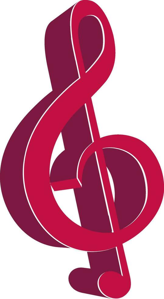 Red 3D music note. vector