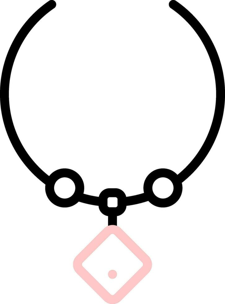 Necklace icon in black and pink line art. vector