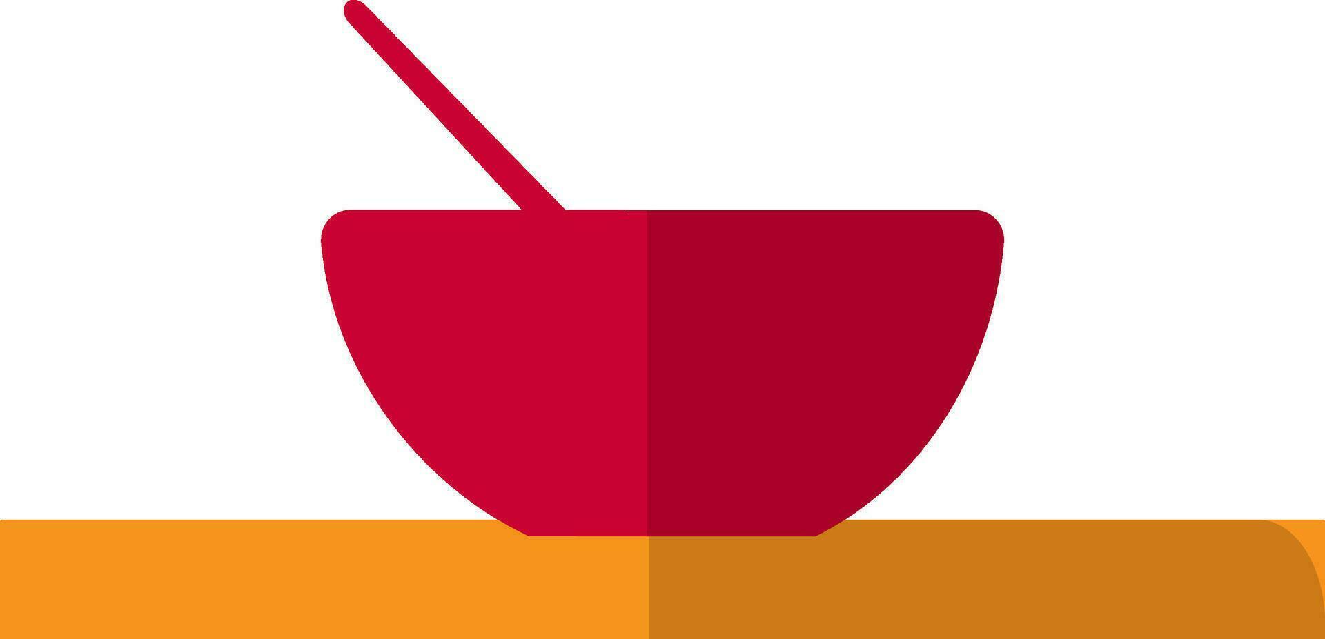 Red spoon in bowl with orange tray. vector