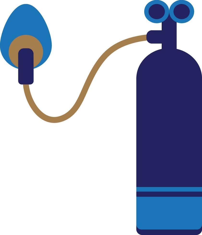 Blue oxygen cylinder with mask. vector